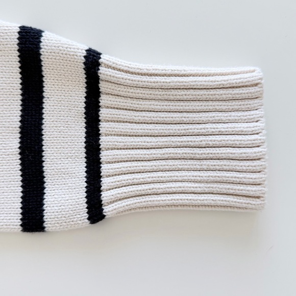 ZARA Striped Half Zip Knit Sweater Cropped Cotton Pullover Size S - Picture 9 of 11